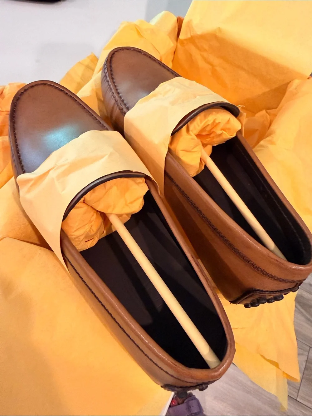 Tod's Tan Leather Driving Loafers